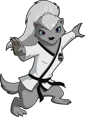 Mighty Badgers mascot in a training stance