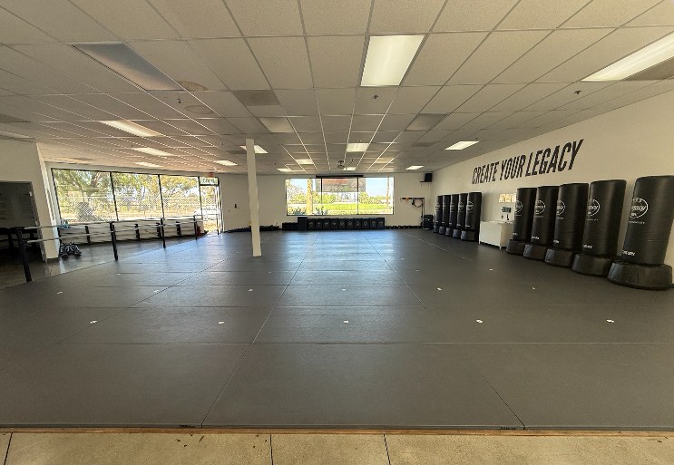 The main mat and "Create Your Legacy" mural at Legacy Martial Arts in Oxnard